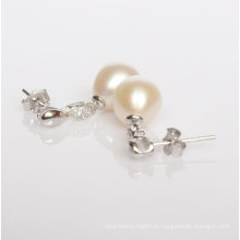 925 Boucles d'oreilles en perles d'eau douce en argent (ER1421)